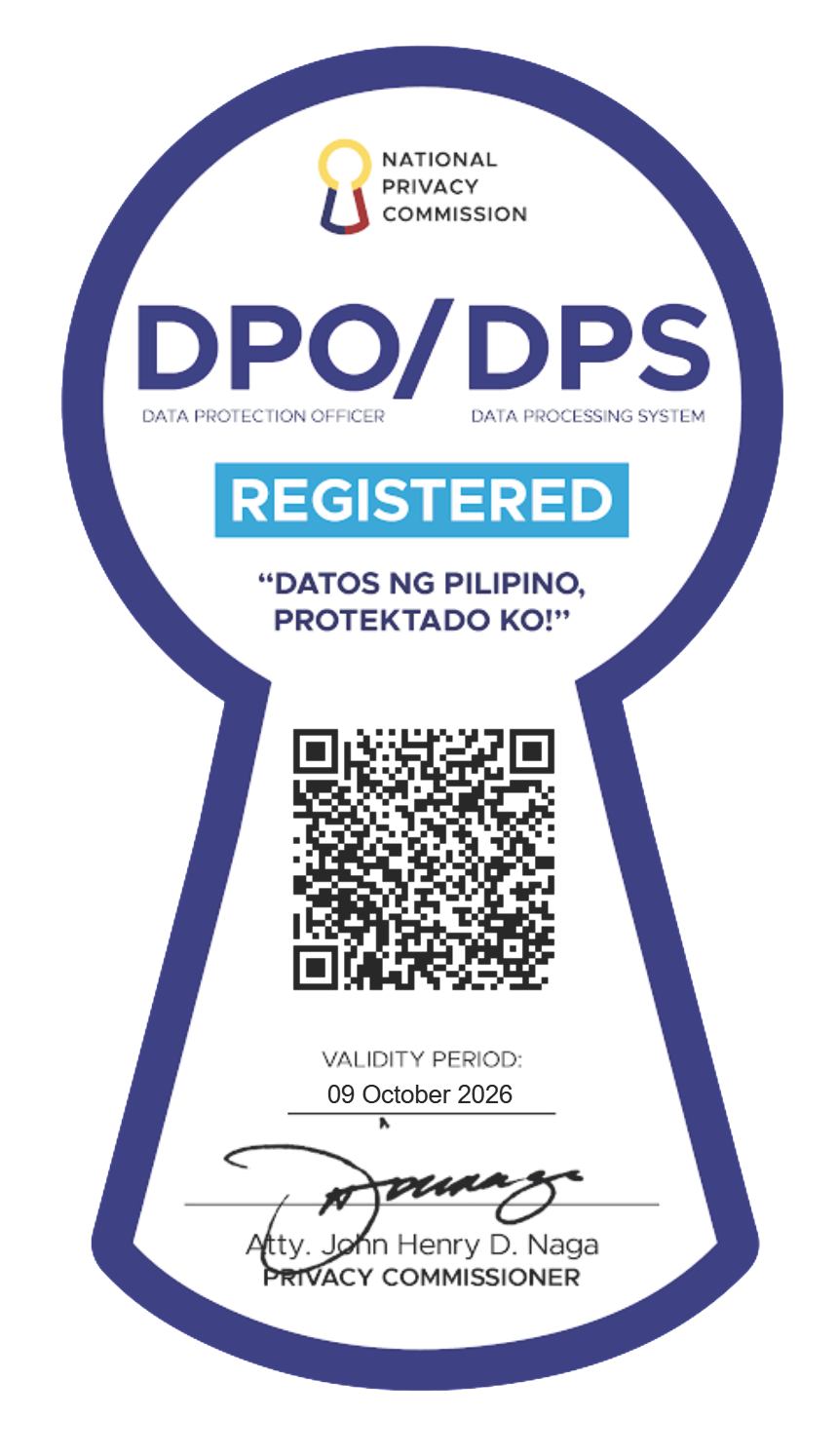 NPC Data Privacy Certificate of Registration seal