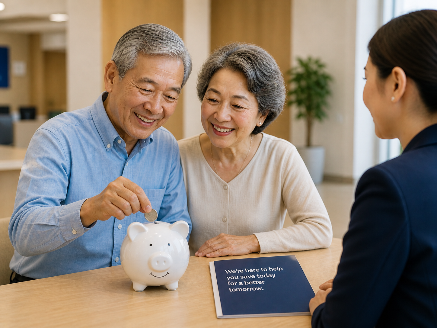 Family saving money with a piggy bank